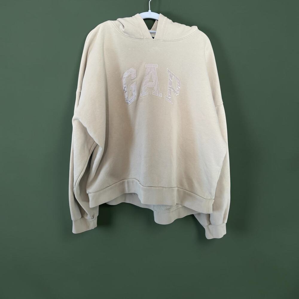 Gap Large Cream Logo Hoodie Womens Oversized Pullover Sweatshirt L